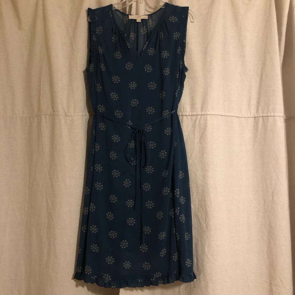 2 for 20 | Loft Navy Blue Medallion Print Sleeveless Dress